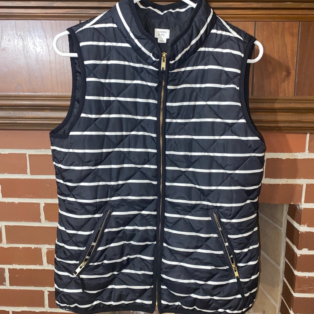 J.Crew Black and White Striped Vest
